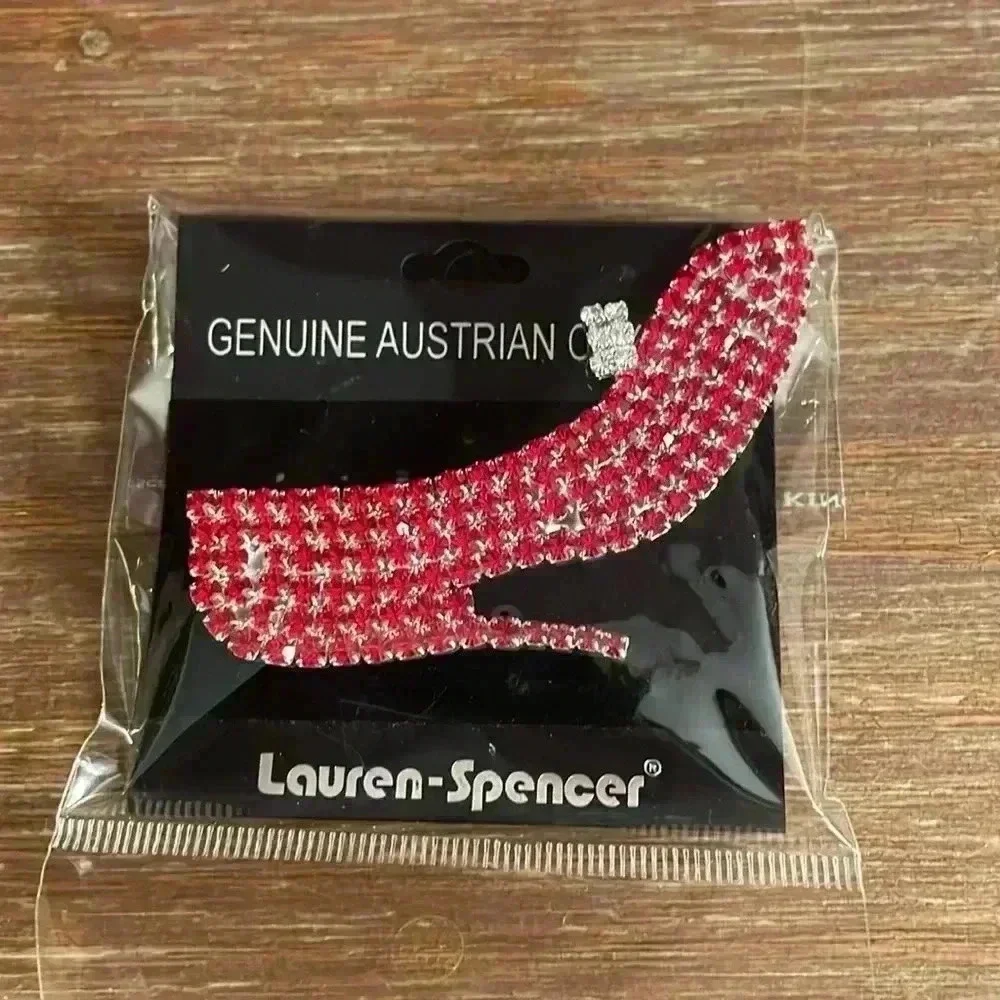Lauren-Spencer Red Shoe Crystal Brooch NEW
